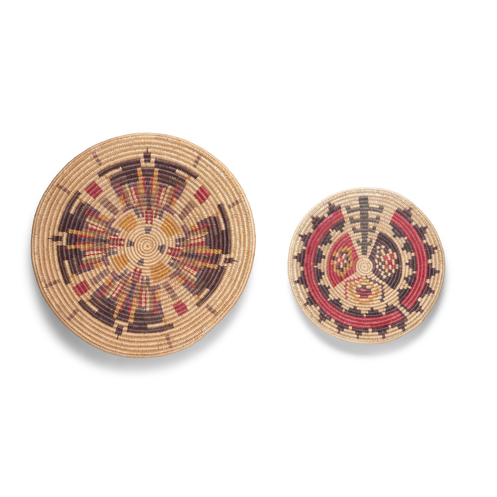 Two Diné (Navajo) polychrome basketry trays (1 of 1)