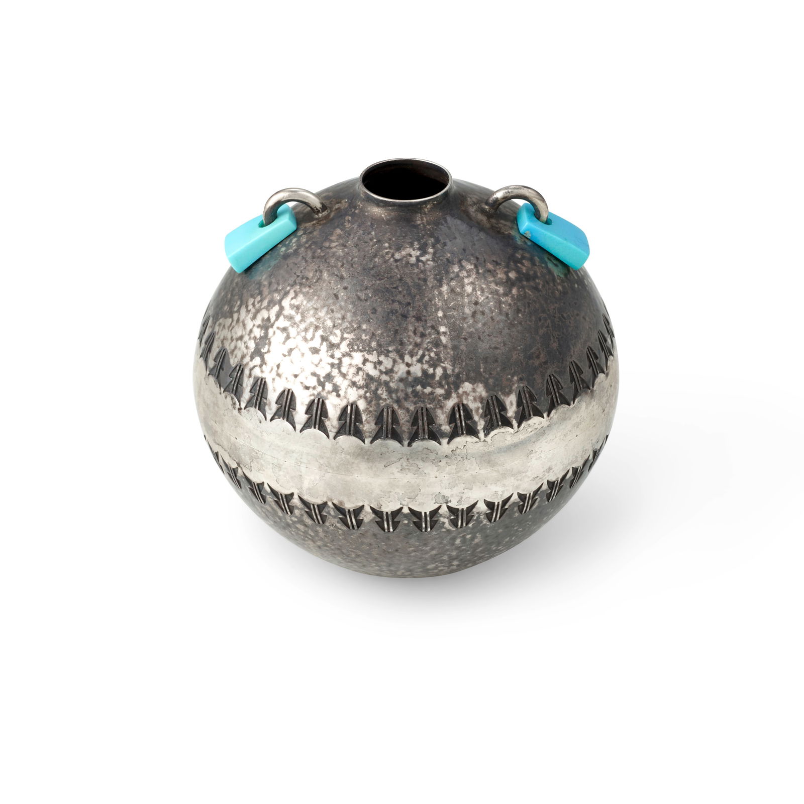 A Norbert Peshlakai miniature silver storage jar (1 of 1)