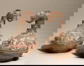 A PAIR OF PAINTED POTTERY FELINE-HEADED JARS WITH DETACHABLE NECKS Western Han Dynasty (4)