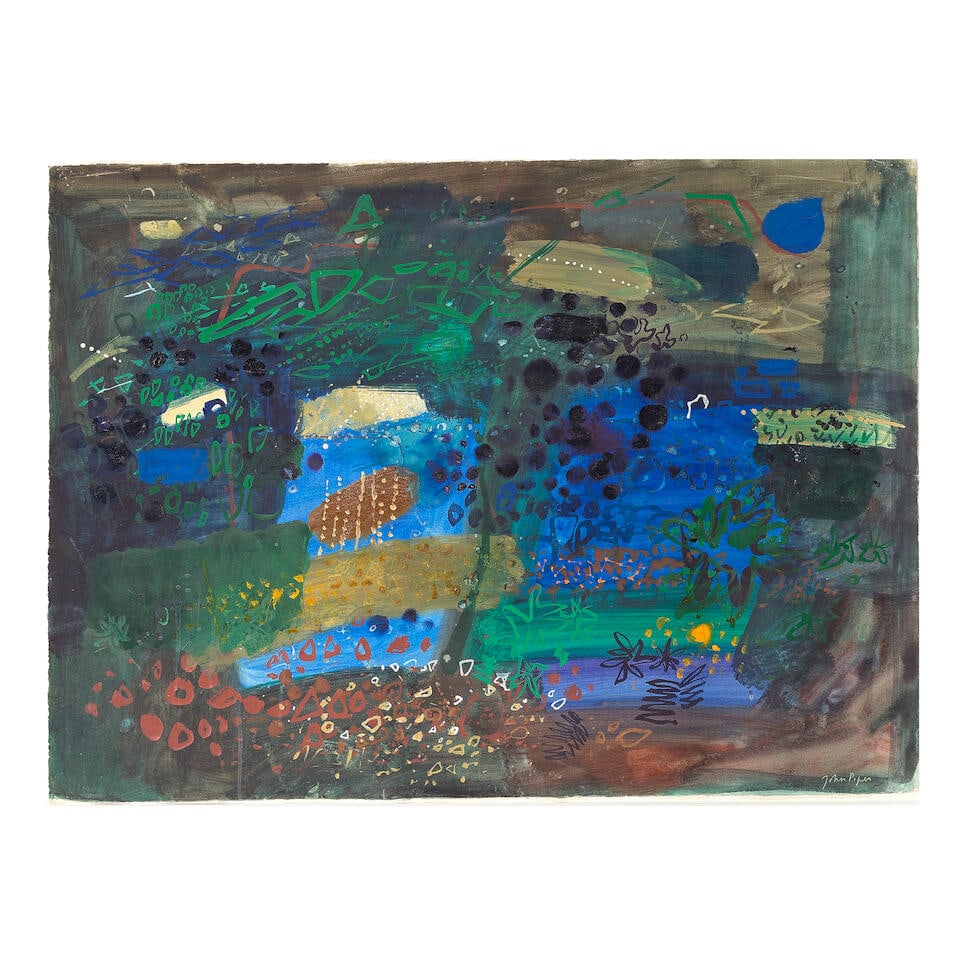 John Piper C.H. (British, 1903-1992) Landscape (Painted circa 1968): John Piper C.H. (British, 1903-1992) Landscape signed 'John Piper' (lower right) watercolour, gouache and ink on paper 56.5 x 77.5cm (22 1/4 x 30 1/2in). Painted circa 1968 Footnotes: Provenance Th
