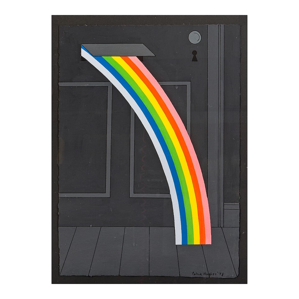 Patrick Hughes (British, born 1939) Rainbow's End: Patrick Hughes (British, born 1939) Rainbow's End signed and dated 'Patrick Hughes 78' (lower right) gouache and pen and ink on card 39.5 x 28.5cm (15 9/16 x 11 1/4in). Footnotes: Provenance With Wate
