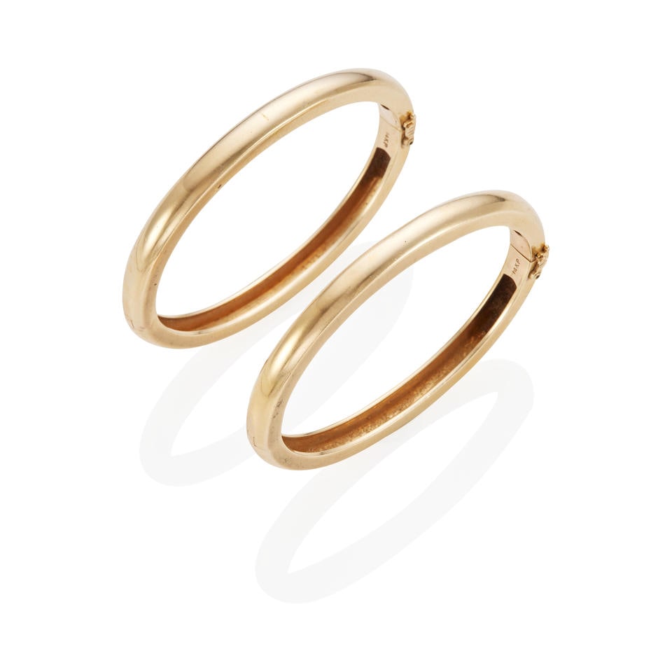 TWO 14K GOLD BANGLE BRACELETS (1 of 2)