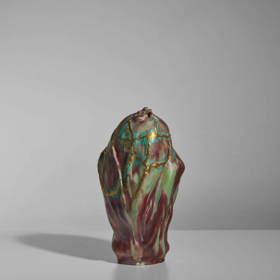 ERNEST BUSSIÈRE (1863-1913) Vasecirca 1890for Keller et Guérin, glazed and gilded cera... (1 of 3)