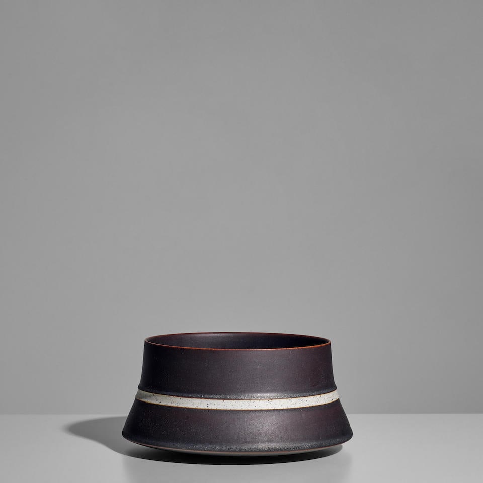 URSULA SCHEID (1932-2008) Bowldated 1986glazed stoneware, impressed with artist's monogram and '...: URSULA SCHEID (1932-2008) Bowl dated 1986 glazed stoneware, impressed with artist's monogram and 'Scheid 86' height 3 1/2in (8.9cm); diameter 7 1/4in (18.4cm) Lot to be sold without reserve. This lot