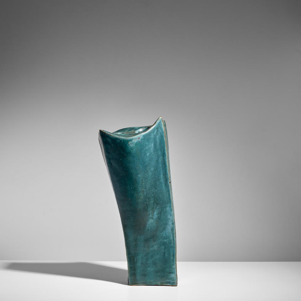 JAPANESE MODERN Vasecirca 1955slab-built and glazed stonewareheight 15 5/8in (39.7cm); width 6 3... (1 of 3)