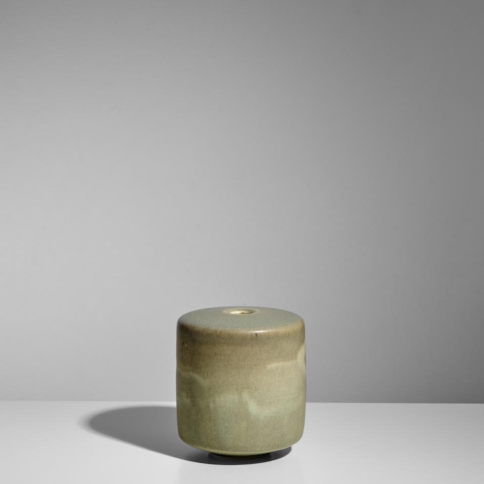 URSULA SCHEID (1932-2008) Vase 1976glazed stoneware, impressed with artist's monogram and 'Schei...: URSULA SCHEID (1932-2008) Vase 1976 glazed stoneware, impressed with artist's monogram and 'Scheid 76' height 5 1/4in (13.4cm); diameter 4 3/4in (12.1cm) Lot to be sold without reserve. This lot is su