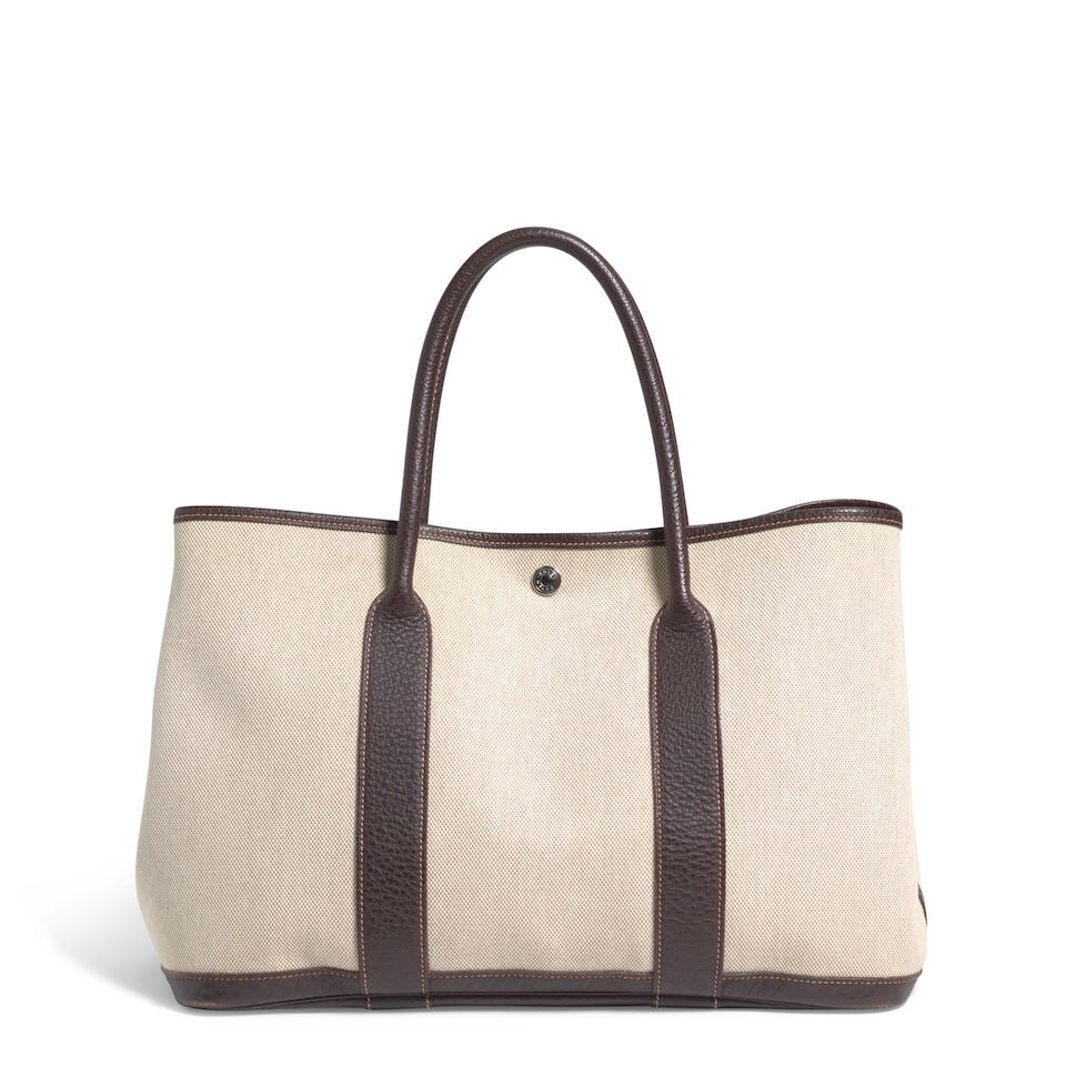 HERMÈS: ECRU TOILE AND BUFFALO SKIPPER GARDEN PARTY 35 2004 (1 of 4)