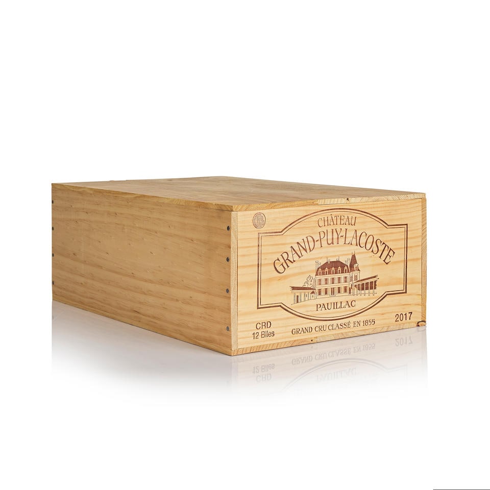 Château Grand-Puy-Lacoste, 2017 (12 x 750ml): Château Grand-Puy-Lacoste, 2017 (12 x 750ml) Region: Pauillac Packaging: original wooden case Miscellaneous: not open This lot is subject to the following lot symbols: † † The prevail