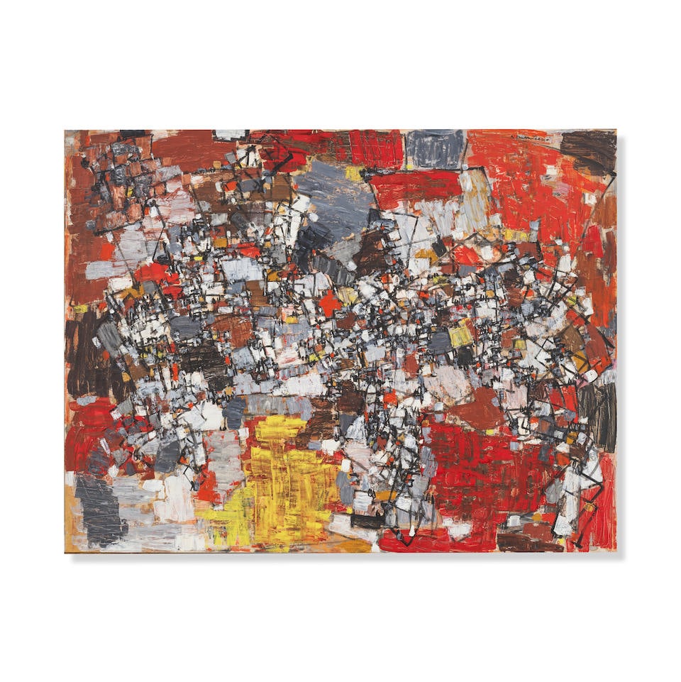 NATALIA DUMITRESCO (1915-1997) Sans titre 1959: NATALIA DUMITRESCO (1915-1997) Sans titre 1959 signé ; signé, daté 1959 et inscrit 18 rue Sauvageot Paris XIVe au revers huile sur toile signed ; signed, dated 1959 and inscribed 18 rue