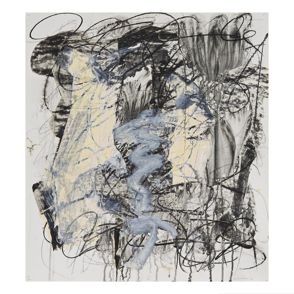 MICHAEL GOLDBERG (1924-2007) Sans titre circa 1980: MICHAEL GOLDBERG (1924-2007) Sans titre circa 1980 signé gouache, aquarelle et pastel gras sur papier signed gouache, watercolour and oilstick on paper 66.4 x 60 cm. 26 1/8 x 23 5/8 in. Réal