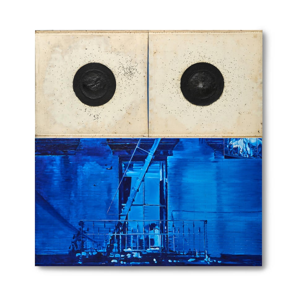 JACQUES MONORY (1924-2018) Tremblement n°9 (diptyque) 2000: JACQUES MONORY (1924-2018) Tremblement n°9 (diptyque) 2000 signé, titré et daté 2000 au revers huile sur toile et panneaux de cibles montés sur châssis signed, titled and