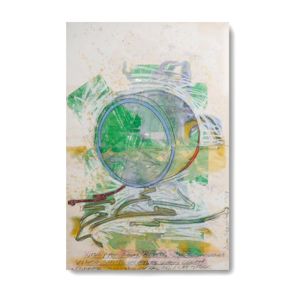 DENNIS OPPENHEIM (1938-2011) Study for Dead Beats 1989: DENNIS OPPENHEIM (1938-2011) Study for Dead Beats 1989 signé titré et daté 1989 crayon, pastel gras et sérigraphie sur papier signed, titled and dated 1989 pencil, oil pastel, si