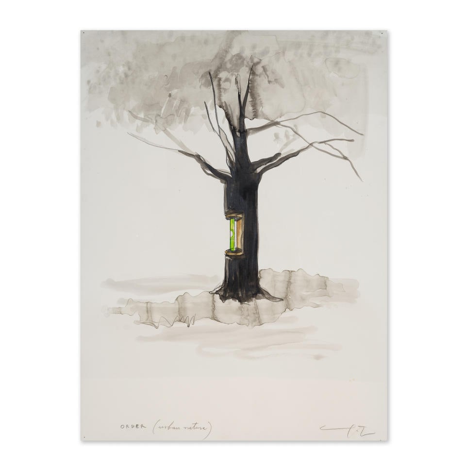 YOAN CAPOTE (N. 1977) Order (human nature) 2015: YOAN CAPOTE (N. 1977) Order (human nature) 2015 signé et titré aquarelle et pastel gras sur papier monté sur carton plume signed and titled watercolour and oilstick on paper mounted on