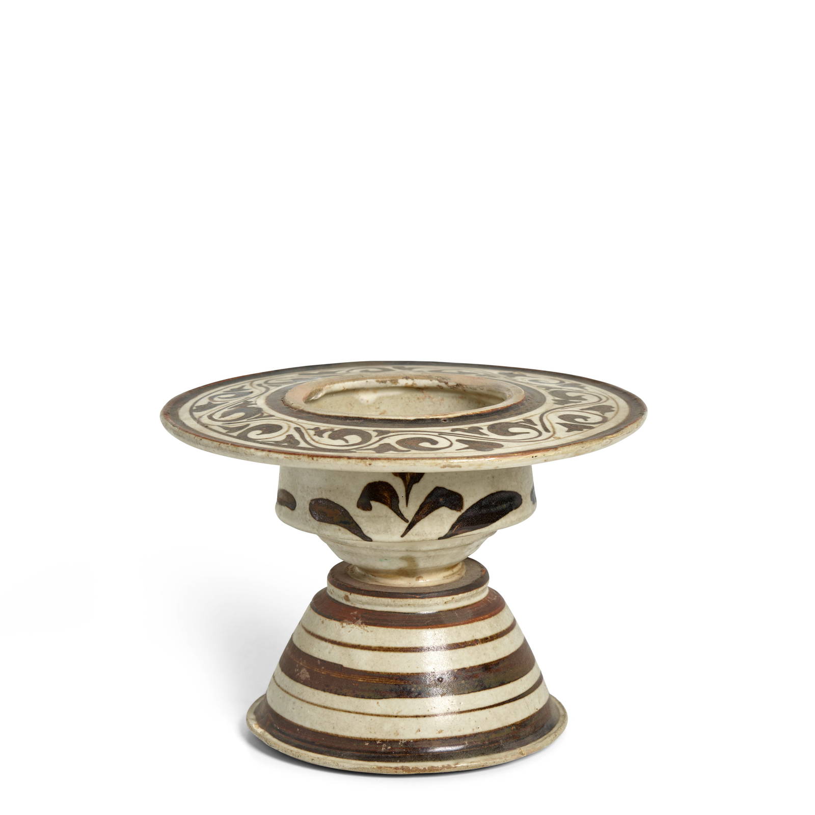 A CIZHOU BROWN-PAINTED FOOTED LAMP Song/Jin Dynasty
