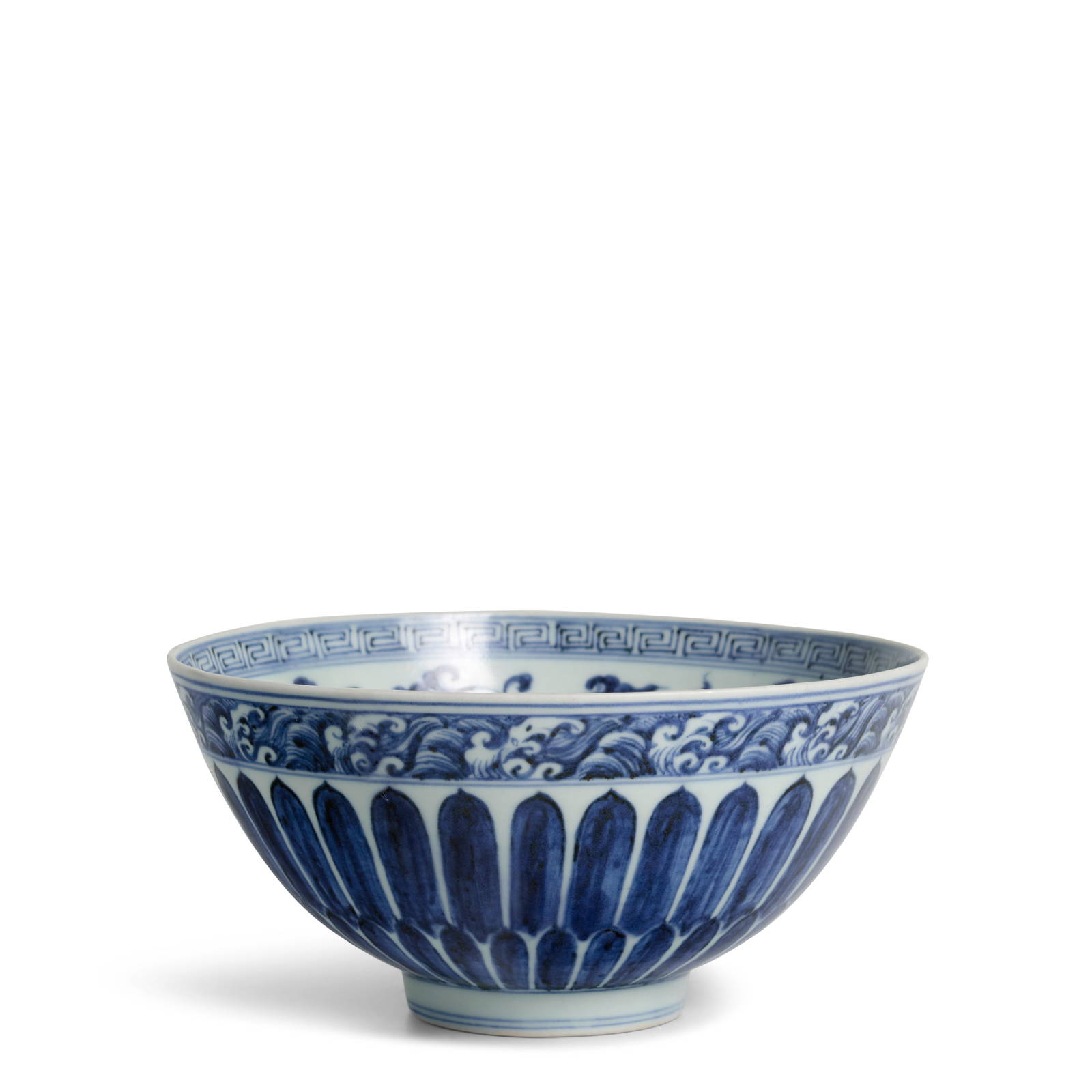 A RARE BLUE AND WHITE 'LOTUS' BOWL, LIANZI WAN Xuande six-character mark and of the period