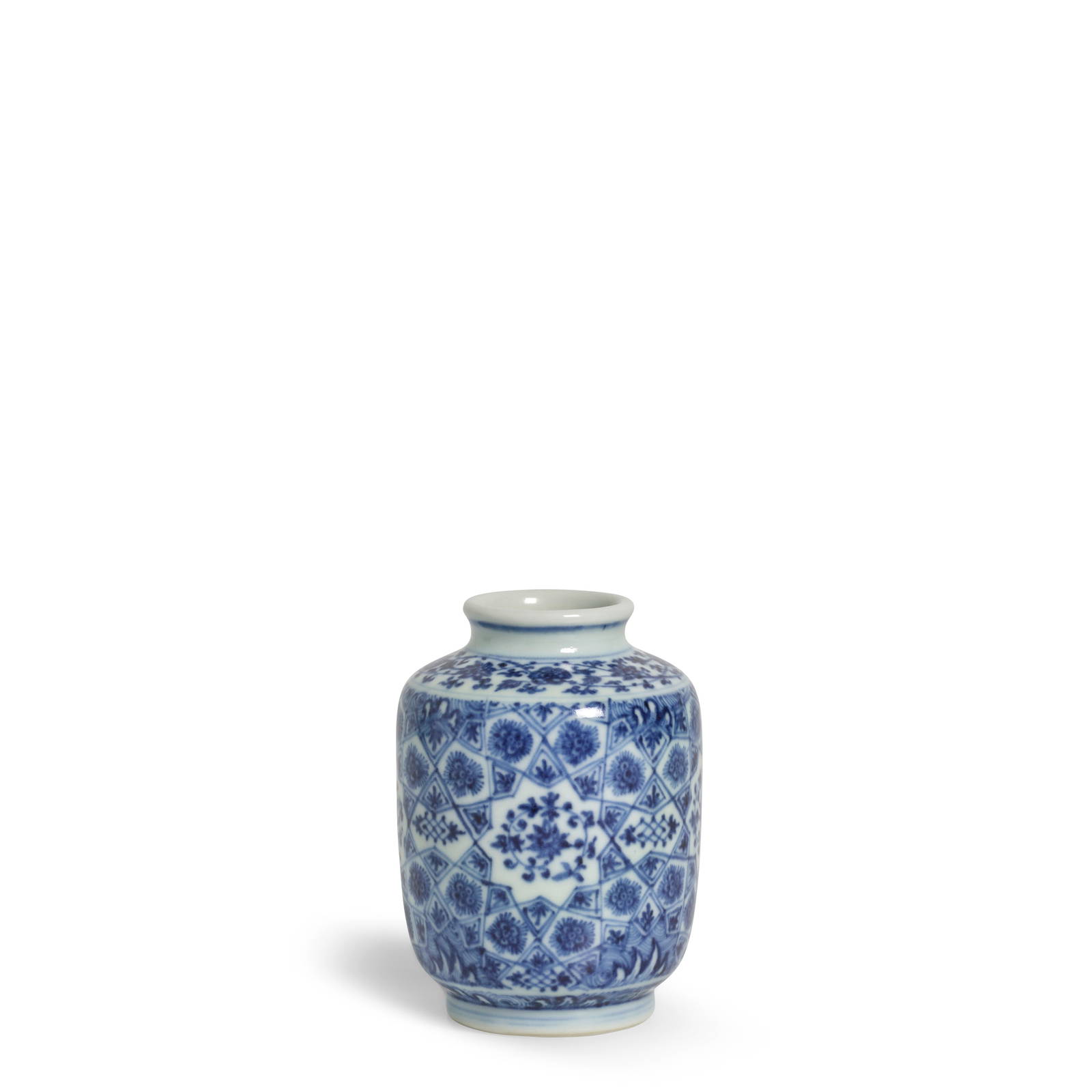 A SMALL MING-STYLE BLUE AND WHITE CYLINDRICAL JAR Yongzheng six-character mark and of the period