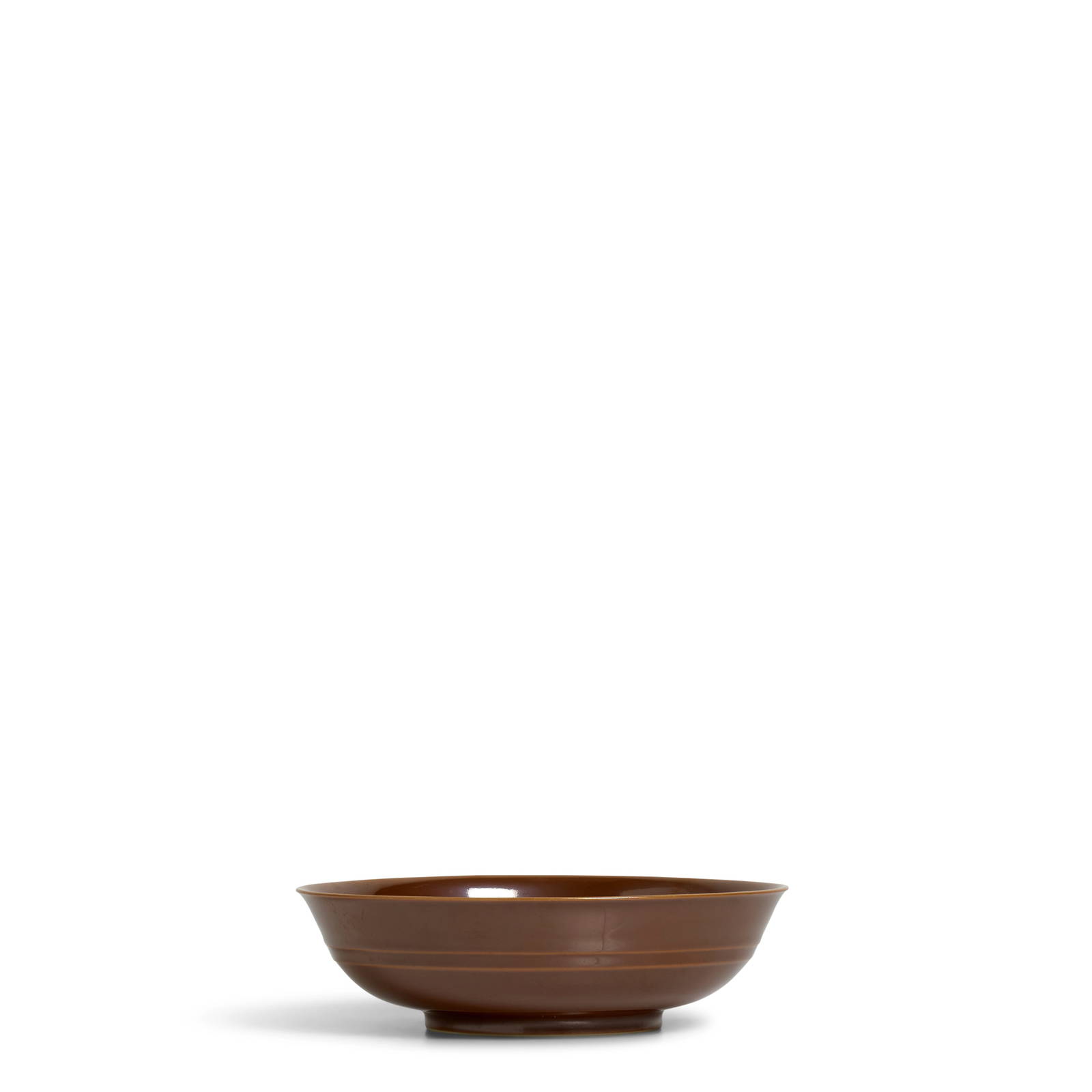 A CAFÉ-AU-LAIT-GLAZED SHALLOW BOWL Qianlong six-character seal mark and of the period