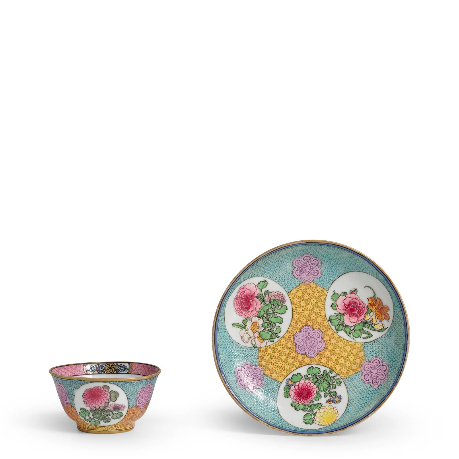 A RARE EARLY SIGNED, DOCUMENTARY FAMILLE ROSE SEMI-EGGSHELL TEA BOWL AND SAUCER Yongzheng period...