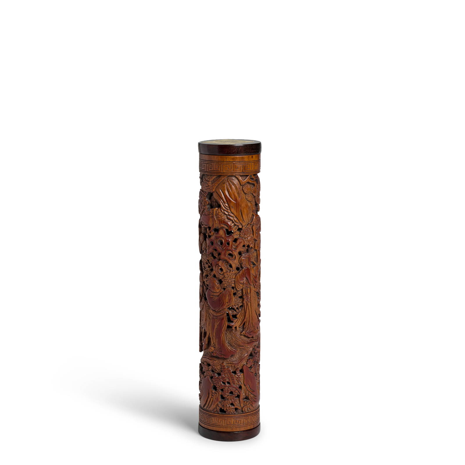 A RETICULATED BAMBOO 'FIGURES IN LANDSCAPE' PERFUMIER Late Qing Dynasty