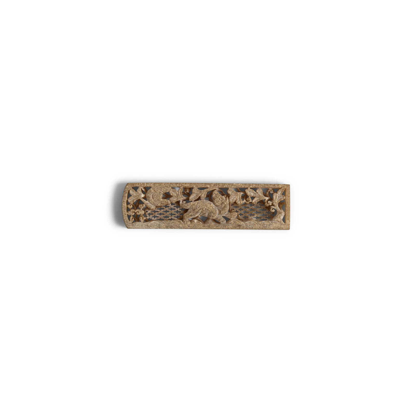 AN OPENWORK JADE RECTANGULAR BELT PLAQUE Jin/Yuan Dynasty