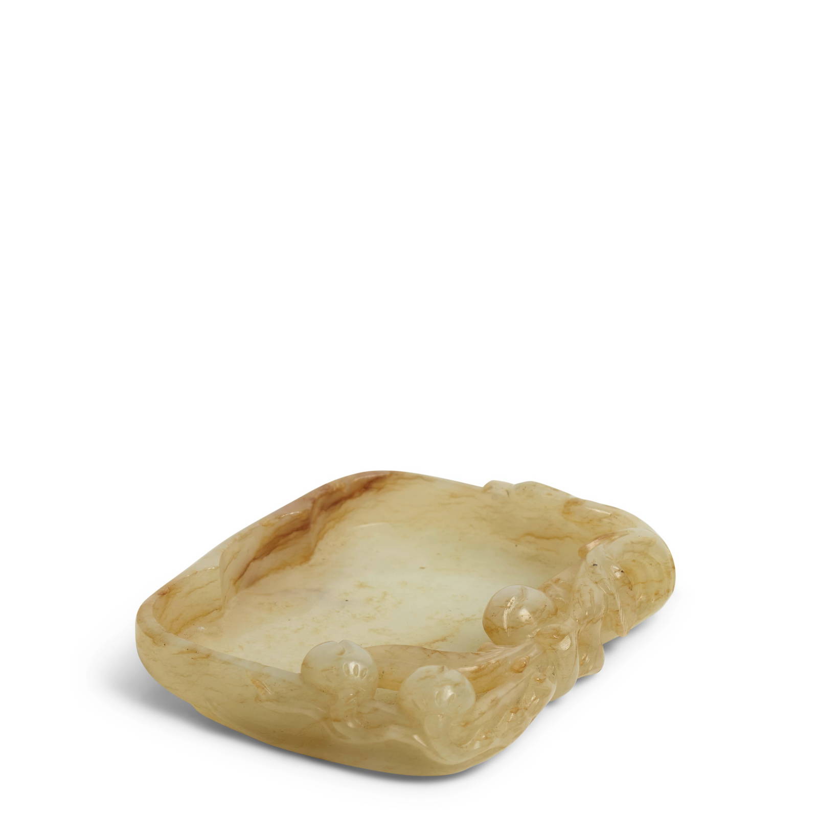A PALE CELADON JADE 'PEACH' INK PALETTE 17th century