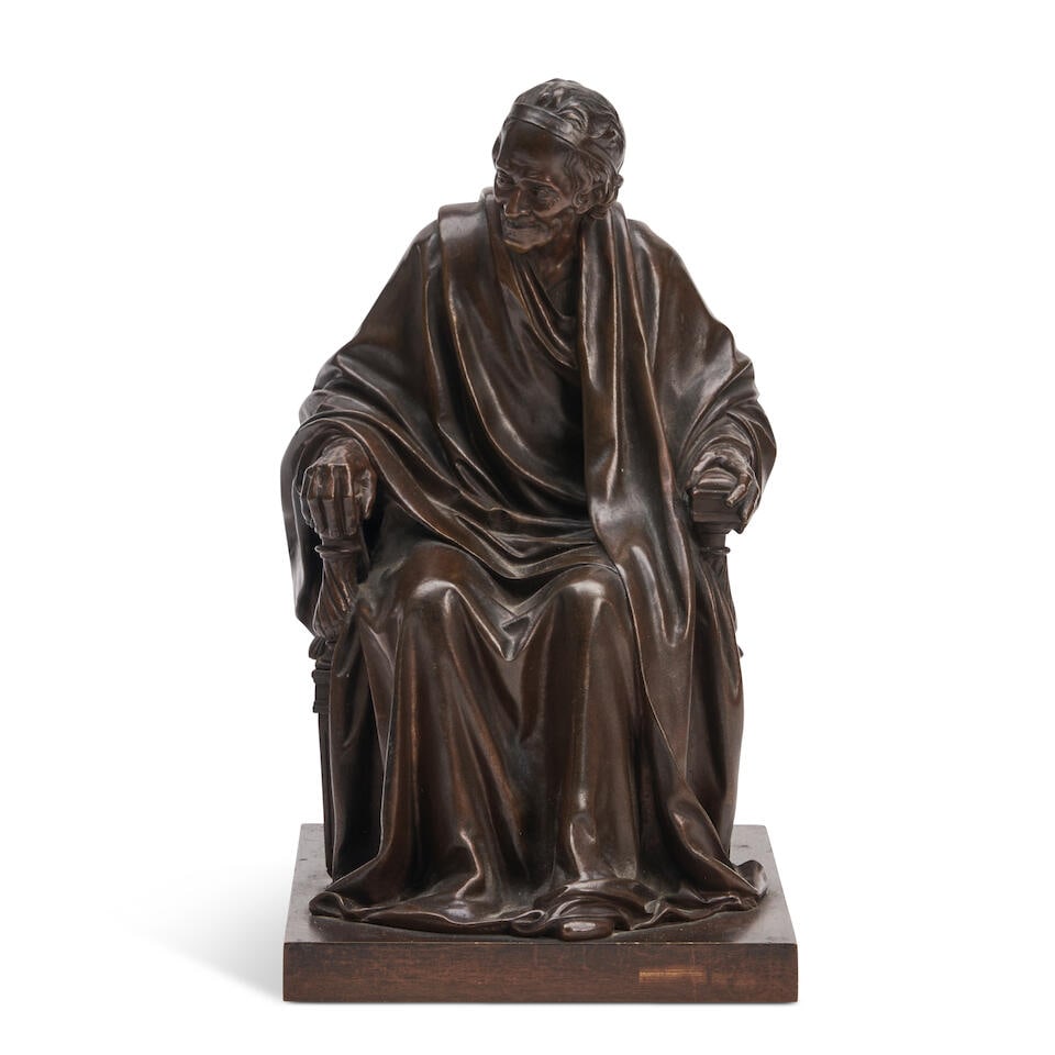 After Jean-Antoine Houdon, (French, 1741-1828) Bronze Model of a Seated Voltaire, (1 of 2)
