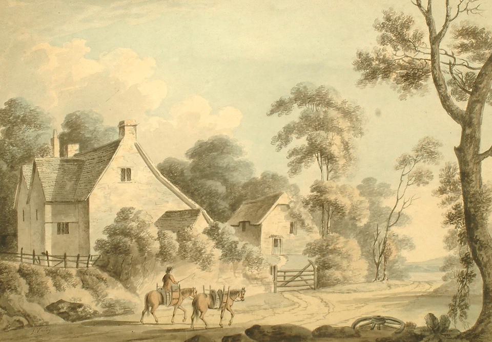 Follower of John Varley Returning home.: Follower of John Varley Returning home. Signed, watercolour, 30.5 x 42.5cm (12 x 16 3/4in). For further information on this lot please visit Bonhams.com For further information about this lot please