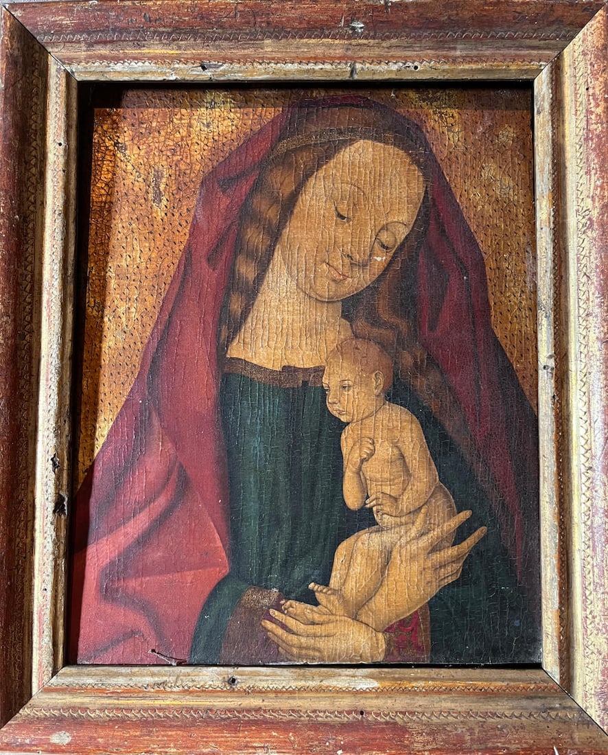 Manner of Jan Gossaert, called Mabuse, circa 1900 The Madonna and Child: Manner of Jan Gossaert, called Mabuse, circa 1900 The Madonna and Child oil on gold ground panel 28.4 x 22.9cm (11 3/16 x 9in). This lot is subject to the following lot symbols: * * VAT on imported it
