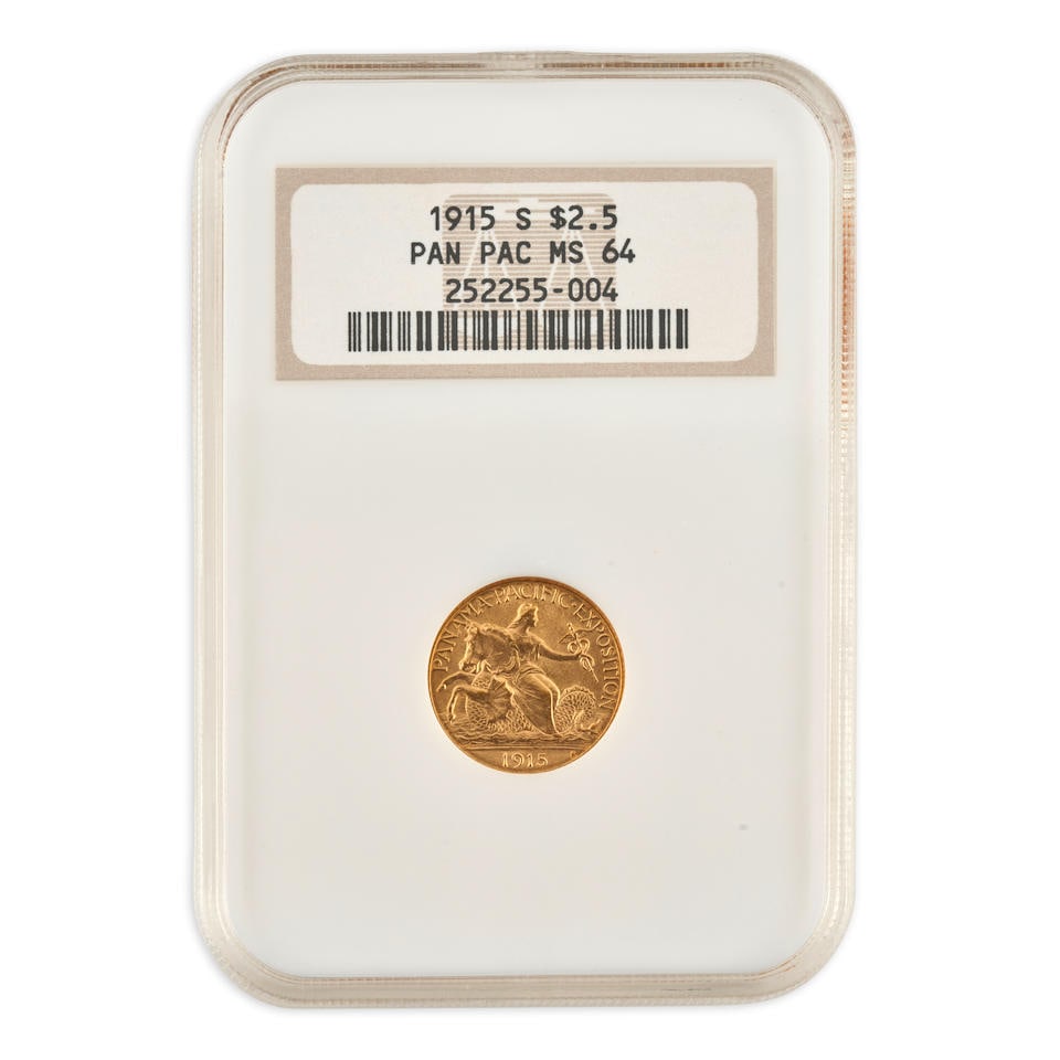 A UNITED STATES 1915-S PANAMA-PACIFIC EXPOSITION COMMEMORATIVE $2.50 QUARTER EAGLE GOLD COIN, NG... (1 of 2)