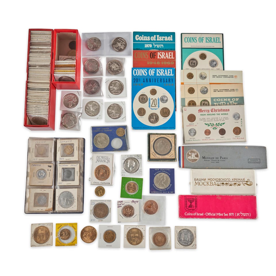 A COLLECTION OF FOREIGN COINS, CURRENCY, TOKENS AND SILVER BULLION. (1 of 5)