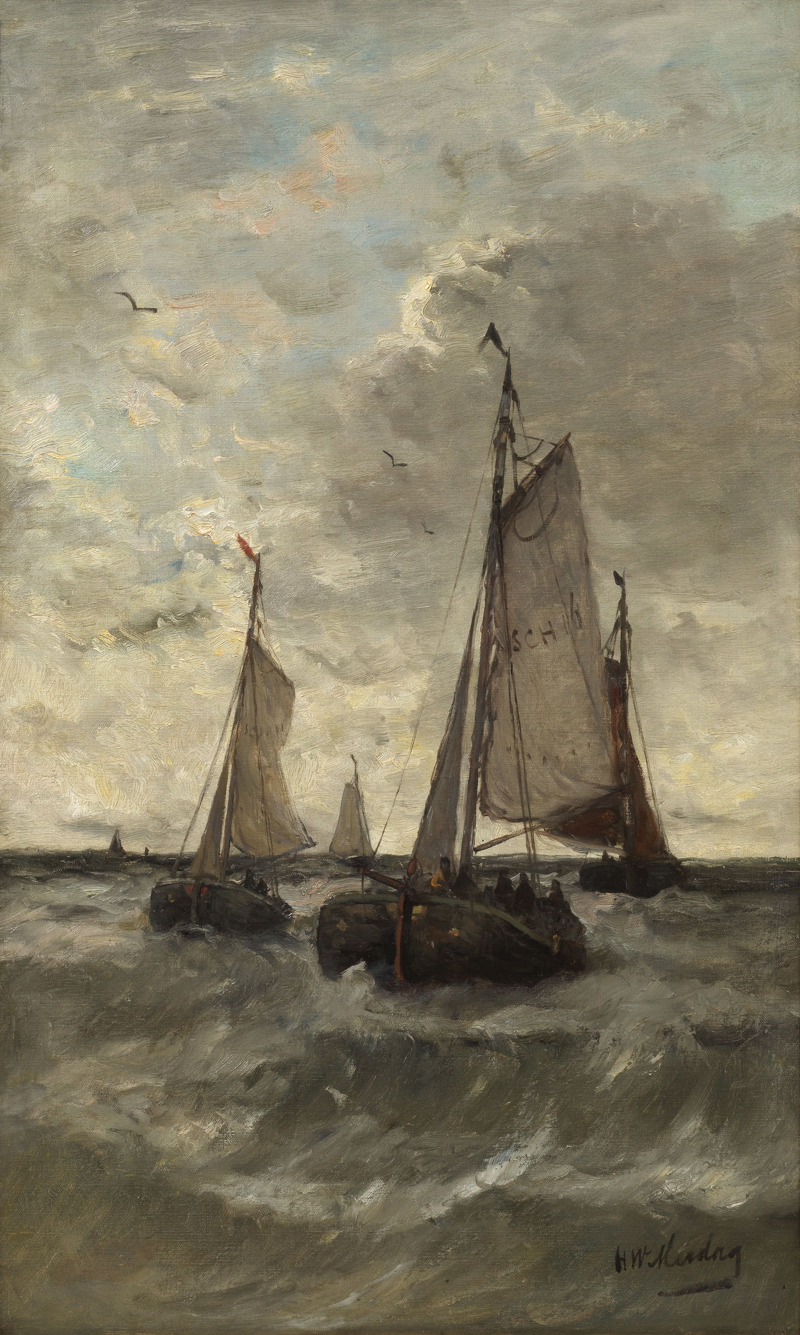 Hendrik Willem Mesdag (Dutch, 1831-1915) The North Sea: Hendrik Willem Mesdag (Dutch, 1831-1915) The North Sea signed 'H W Mesdag' (lower right) oil on canvas 78.3 x 48.2cm (30 13/16 x 19in). Footnotes: Provenance Property from a New O