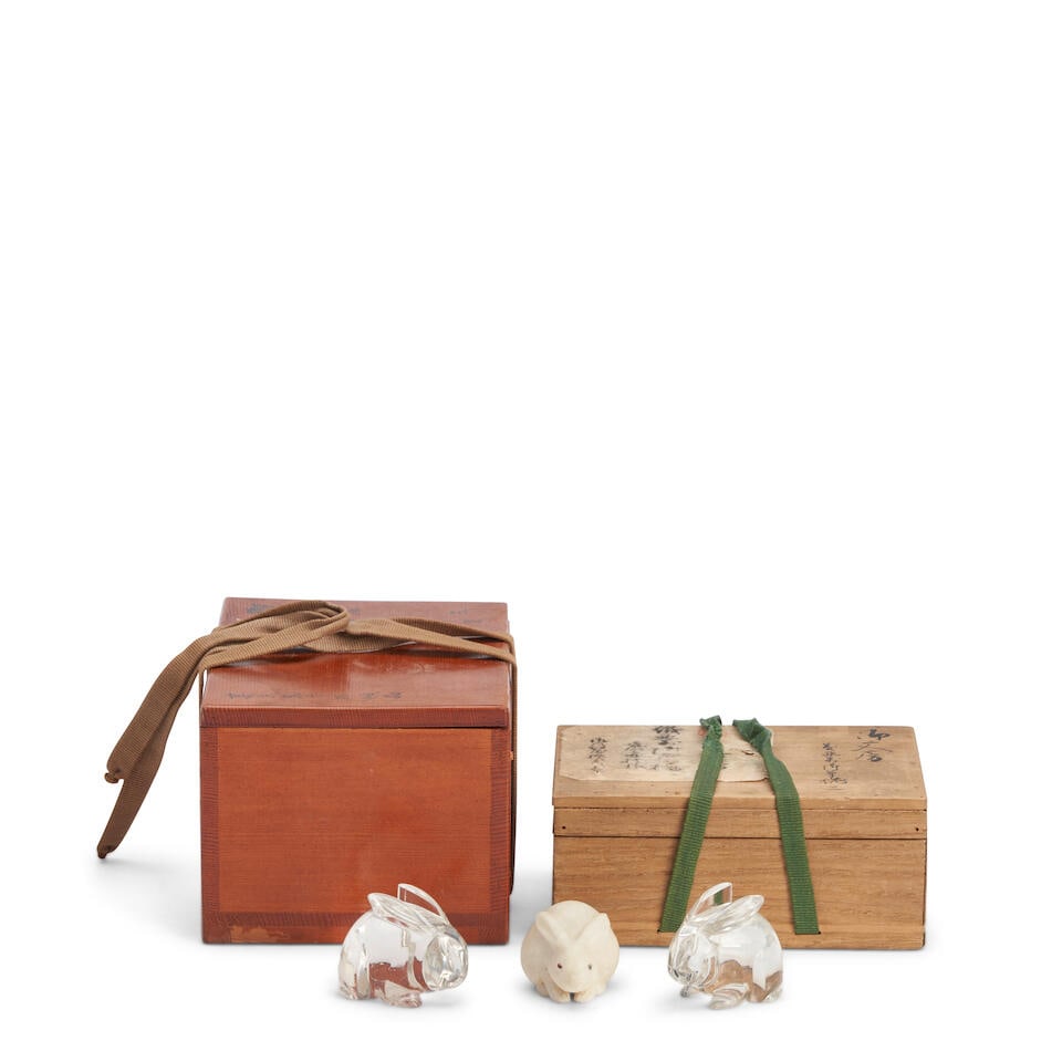 A SET OF THREE PAPERWEIGHTS Taisho (1912-1926) or Showa (1926-1989) era, 20th century, (3 Japane...