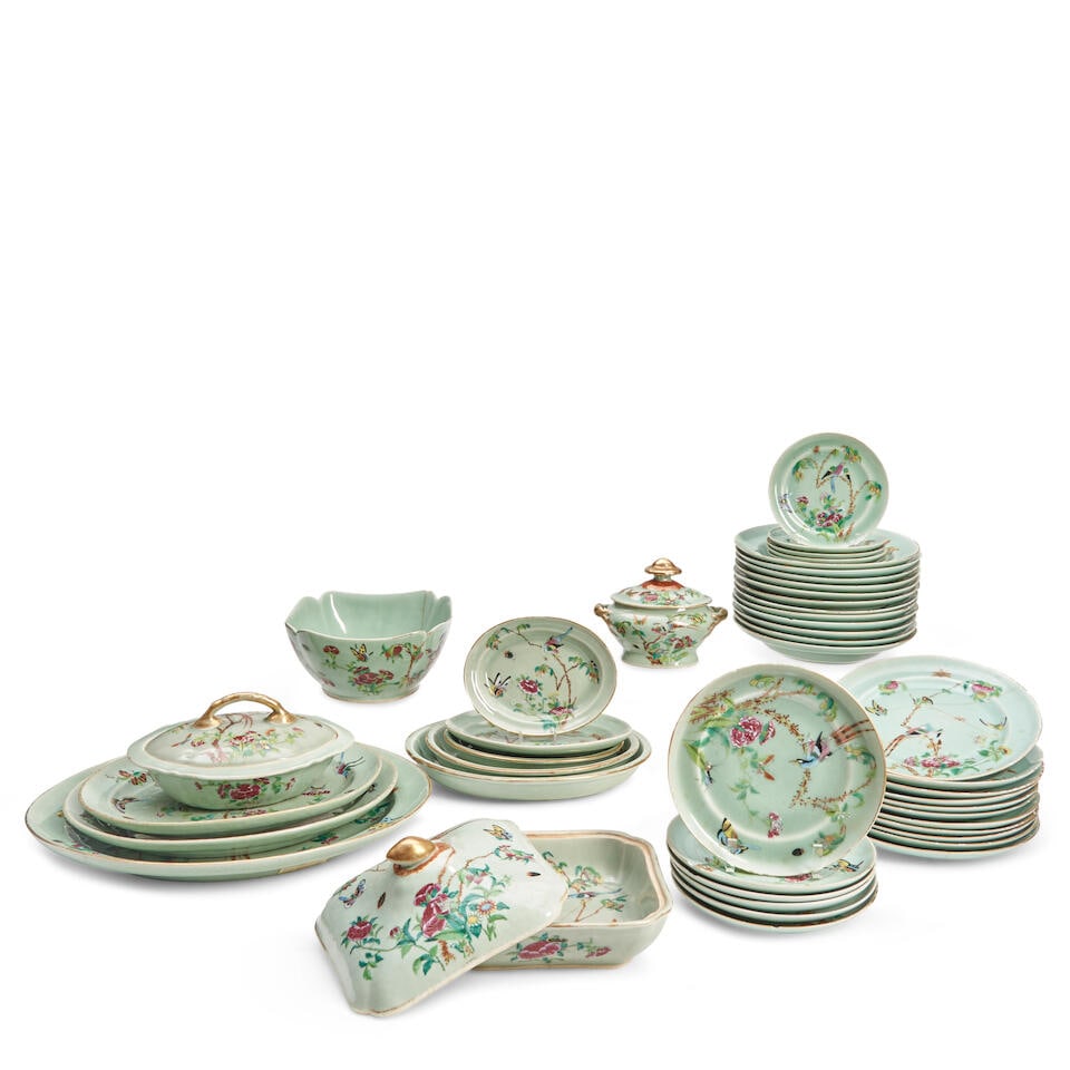 FORTY-SEVEN CELADON PORCELAIN TABLE ITEMS China, late 19th and early 20th century,