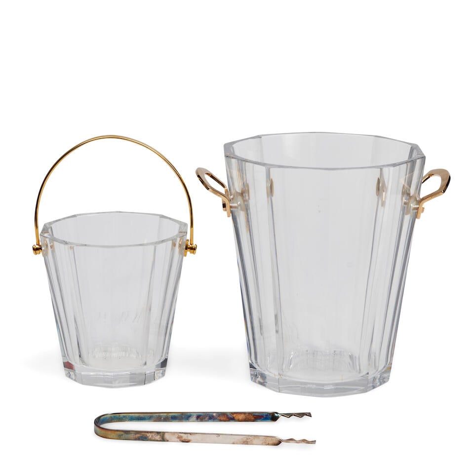 TWO BACCARAT METAL-MOUNTED GLASS ICE BUCKETS (1 of 2)