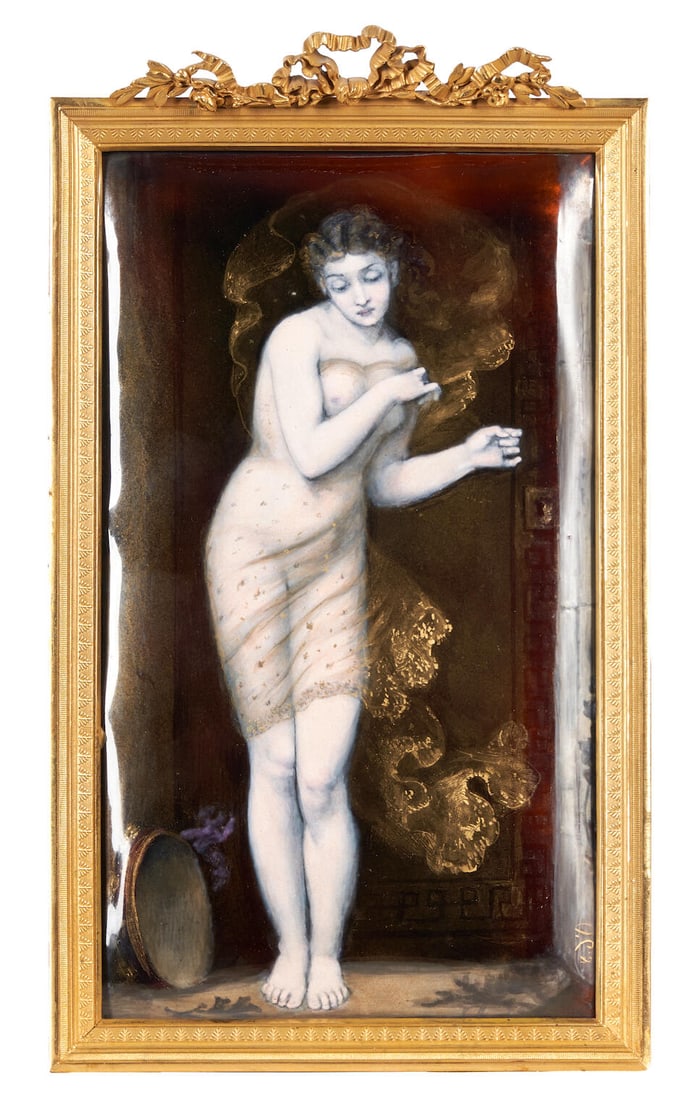 CAROLINE D'OLLENDON (1831-1908) ENAMEL PLAQUE Limoges, France, 1880-1900, enamels on copper, pat... (1 of 3)