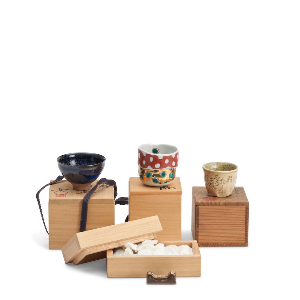 KAMATA KŌJI (BORN 1948), SHIMAOKA TATSUZŌ (1919-2007) AND OTHERS Three Sakazuki (Sake ...