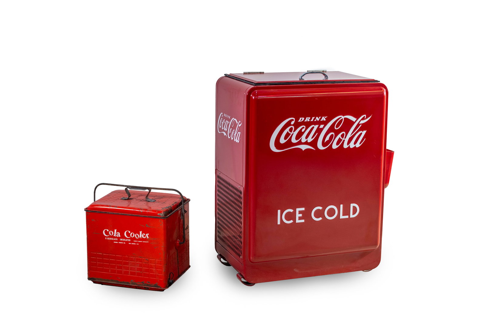 A modern Coca-Cola ice cooler and Cola Cooler handheld cooler,  ((2)) (1 of 1)