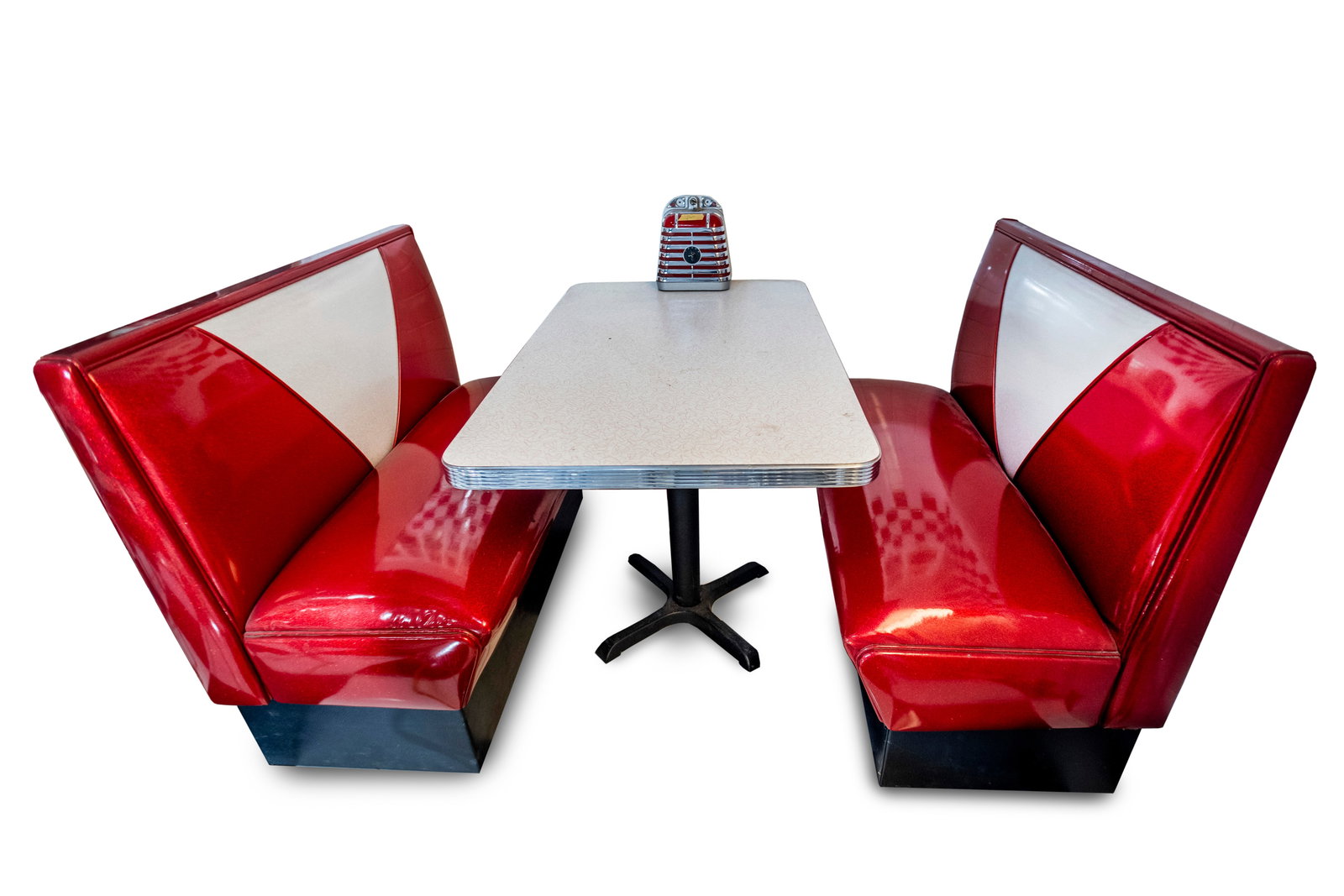 A set of four 1950s diner stools and a booth set up, (1 of 1)