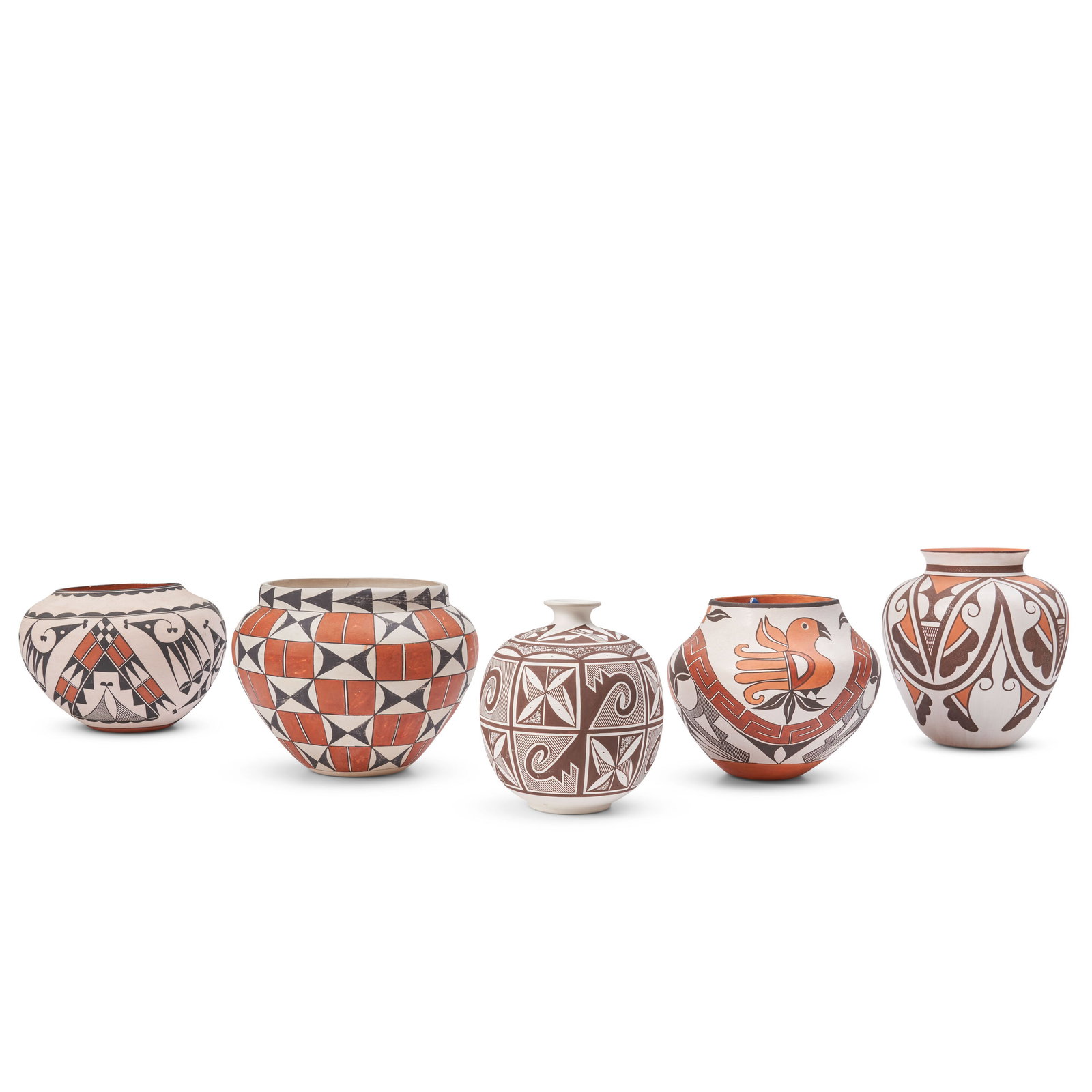 FIVE ACOMA POTTERY POTS (1 of 3)