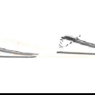 A REVOLUTIONARY WAR-ERA SILVER HILTED HANGER WITH SCABBARD.: A REVOLUTIONARY WAR-ERA SILVER HILTED HANGER WITH SCABBARD. The hilt with openwork and engraved counter-guard, double chain knuckle bow and lion's head pommel, carved hard wood grip with single