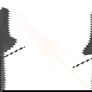 A BRITISH SERGEANT'S SPONTOON,: A BRITISH SERGEANT'S SPONTOON, third quarter of the 18th century. Double edge blade with pointed tip and bulbous base above a cross bar and threaded to a tapering socket with long straps, mounted to