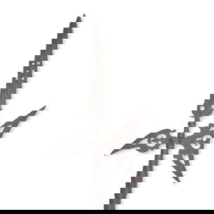 AN 18TH CENTURY AMERICAN HALBERD.: AN 18TH CENTURY AMERICAN HALBERD. Tall double-edge and pierced pike head above a pierced concave blade and long curved spike, all on a tapering socket with long straps secured to a hard wood pole by