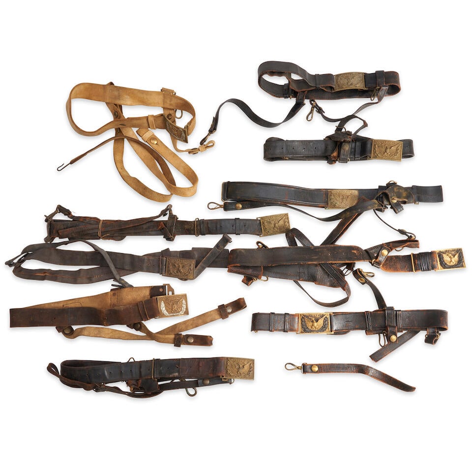TEN CIVIL WAR-ERA SWORD BELTS AND BUCKLES. (1 of 1)