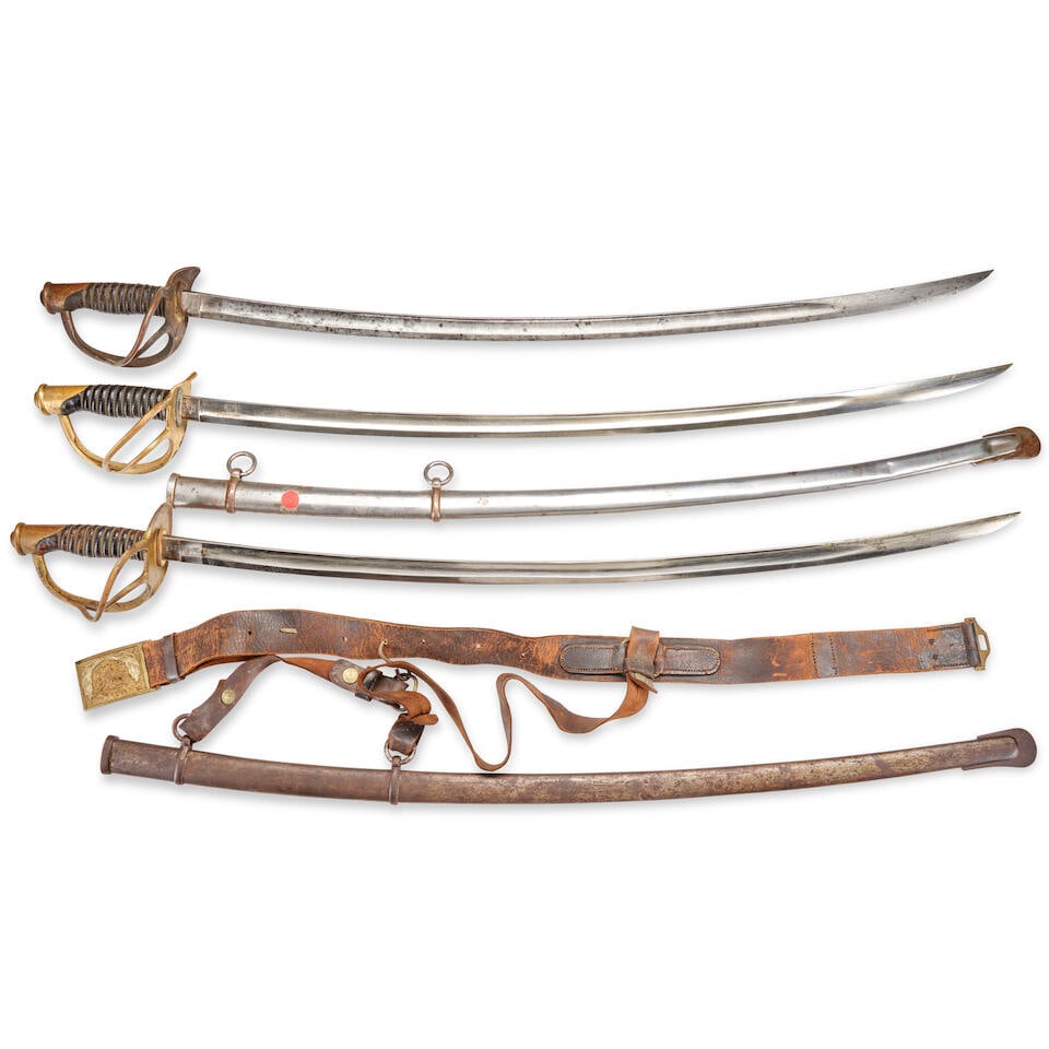 THREE U.S. MODEL 1860 LIGHT CAVALRY SABERS. (1 of 2)