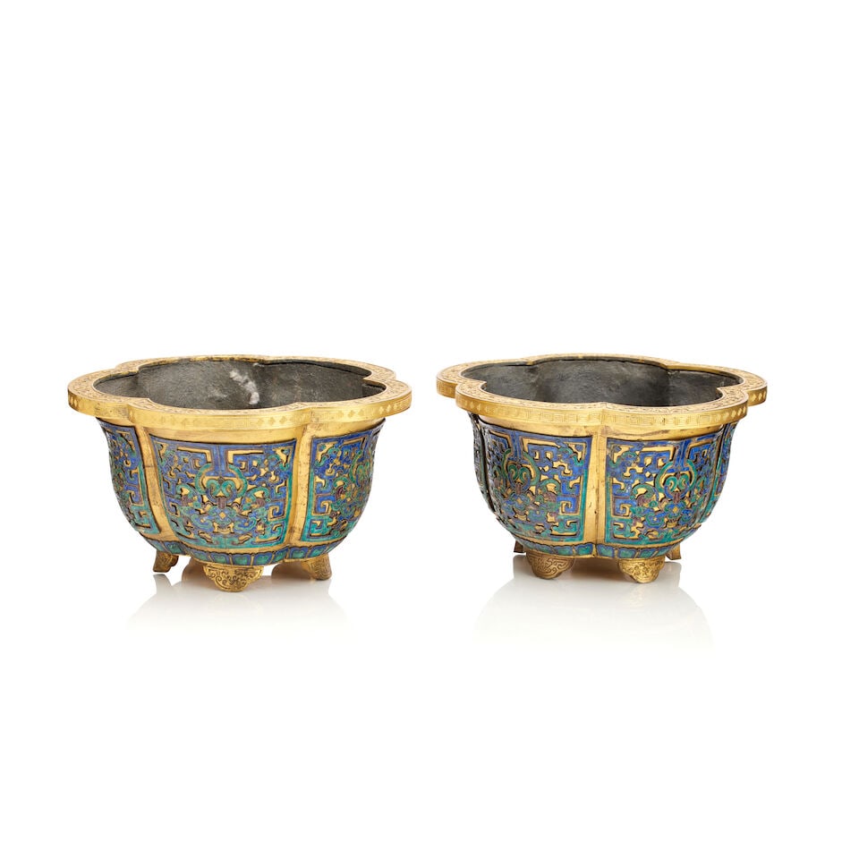 A pair of cloisonné planters 19th century