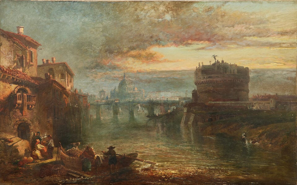 James Vivien de Fleury (British, active 1847-1868) A view on the Tiber, St Peter's in the distan... (1 of 3)