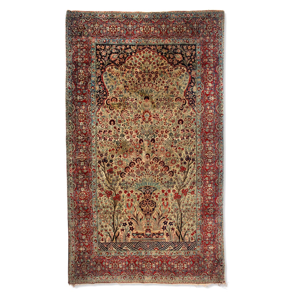 A Kirman 'Tree of Life' prayer rug South central Persia, circa 1900 204cm x 138cm (1 of 1)