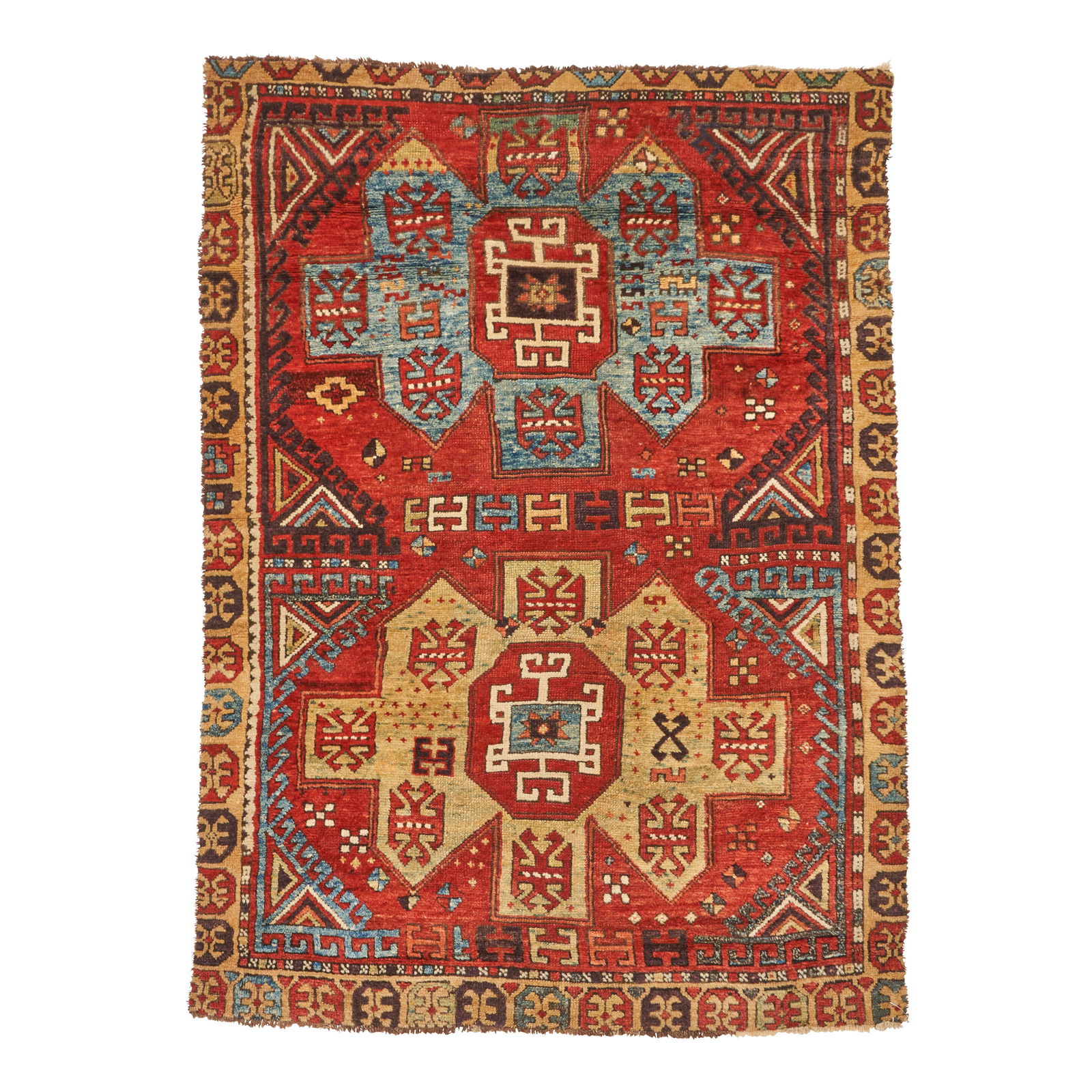 Karapinar Rug Anatolia 4 ft. 3 in. x 6 ft. 1 in.: Karapinar Rug Anatolia c. late 18th century, high-pile and copper red tones place this rug in a specific group from the Eastern Konyaregion produced around 1750-1800. Two Crivelli-like medallions are