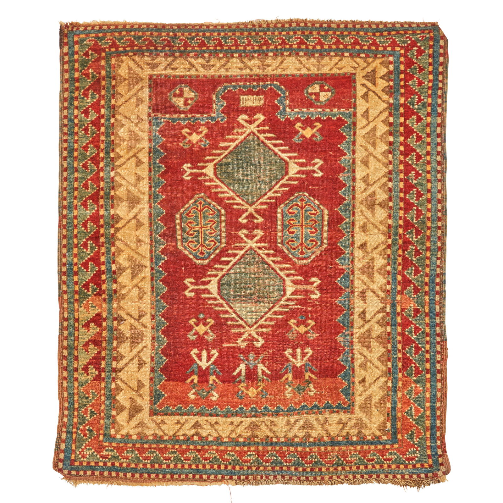 Bordjalou Kazak Prayer Rug Caucasus 3 ft. 10 in. x 4 ft. 11 in. (1 of 3)