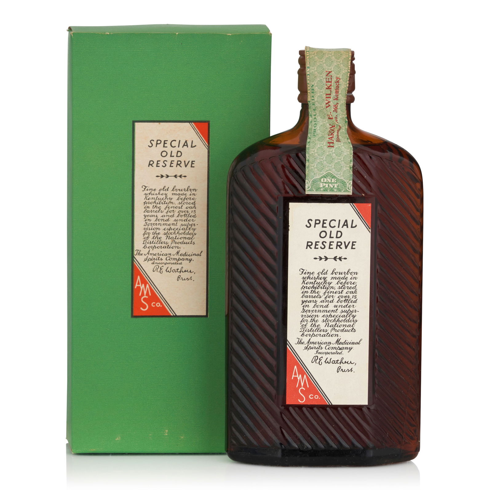Special Old Reserve 17 Years Old, 1916 (1 bottle, pint): Special Old Reserve 17 Years Old, 1916 (1 bottle, pint) Region: Kentucky Fill Level: upper shoulder Packaging: original carton Alcohol content: 50% Notes: AMSCO, distilled Spring 1916 by Harry E Wilke